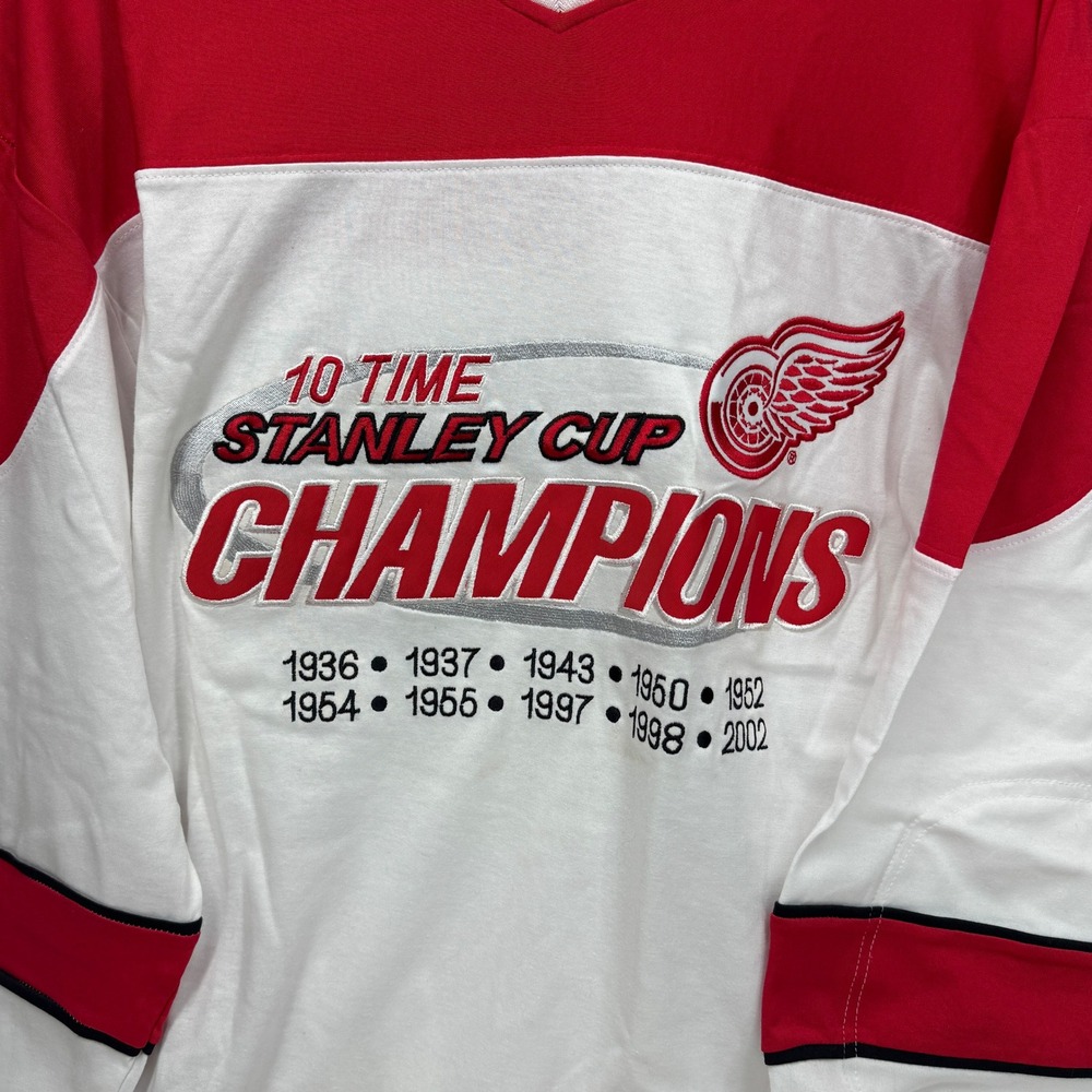 G-III‎ Detroit Red Wings 10 Time Stanley Cup Champions Shirt XL Red White NHL